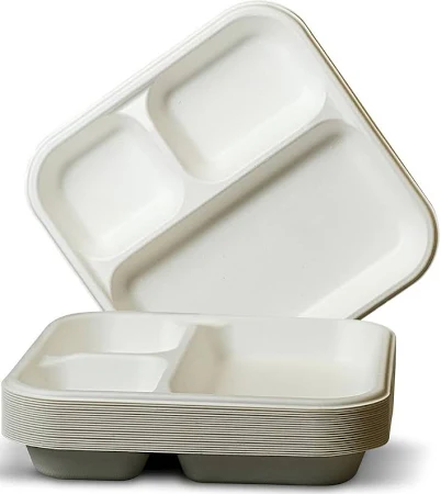 10 Inch 3-Cup Compartment Plate